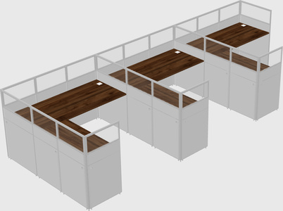 Shared l-shaped cubicle