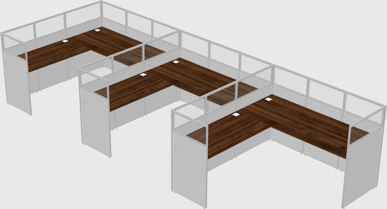 Shared l-shaped cubicle