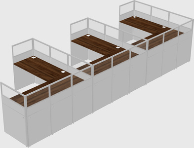 Shared l-shaped cubicle