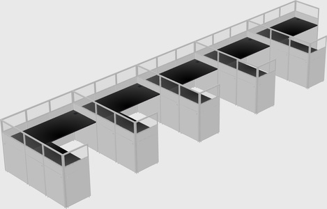 Shared l-shaped cubicle