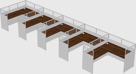 Shared l-shaped cubicle