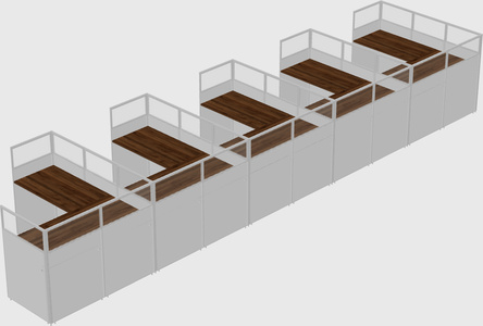 Shared l-shaped cubicle