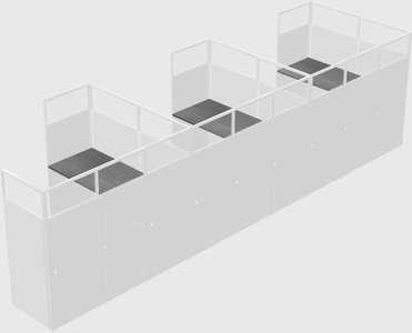 Shared l-shaped cubicle