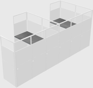 Shared l-shaped cubicle