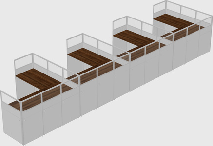 Shared l-shaped cubicle