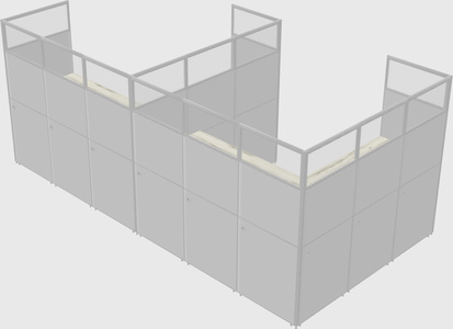 Shared l-shaped cubicle