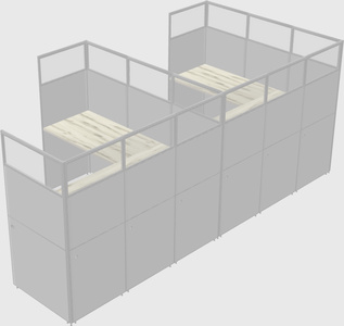 Shared l-shaped cubicle