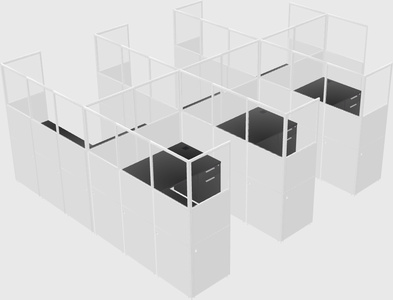 Shared l-shaped cubicle