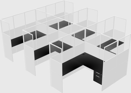 Shared l-shaped cubicle