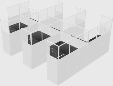 Shared l-shaped cubicle