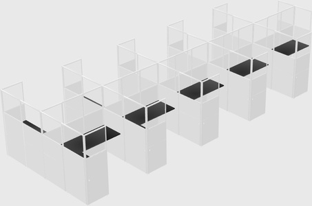 Shared l-shaped cubicle
