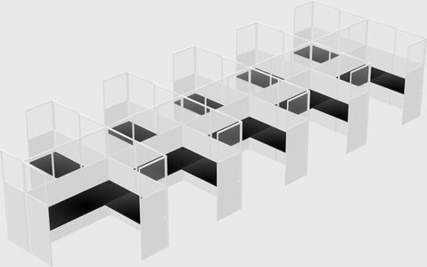 Shared l-shaped cubicle