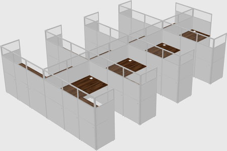 Shared l-shaped cubicle
