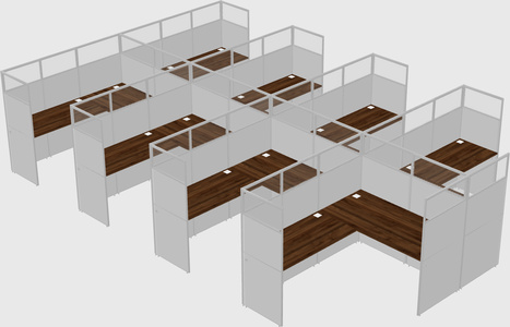 Shared l-shaped cubicle
