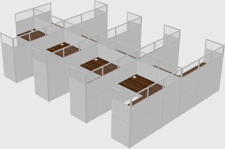 Shared l-shaped cubicle