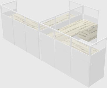 Shared l-shaped cubicle