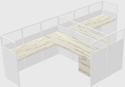 Shared l-shaped cubicle