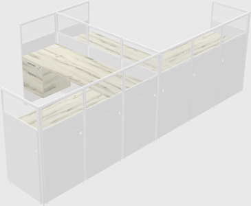 Shared l-shaped cubicle