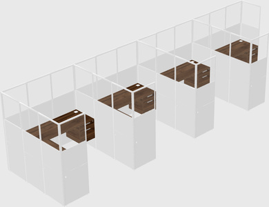 Shared l-shaped cubicle