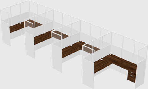 Shared l-shaped cubicle