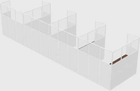 Shared l-shaped cubicle