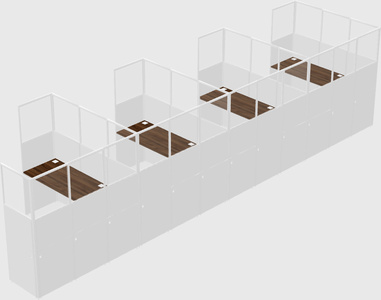Shared l-shaped cubicle