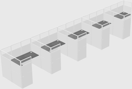 Shared l-shaped cubicle
