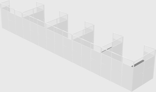 Shared l-shaped cubicle