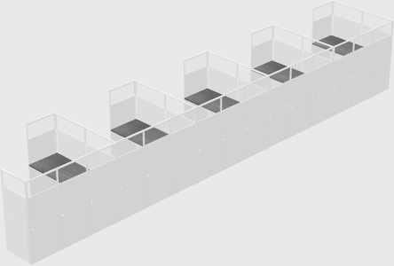 Shared l-shaped cubicle