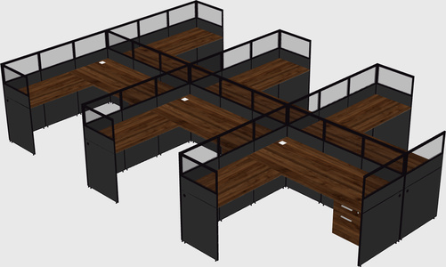 Shared l-shaped cubicle