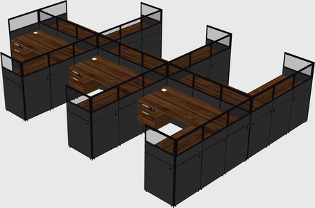 Shared l-shaped cubicle