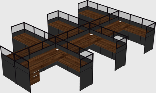 Shared l-shaped cubicle