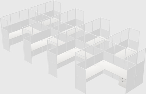 Shared l-shaped cubicle