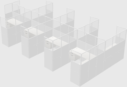 Shared l-shaped cubicle