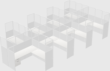 Shared l-shaped cubicle