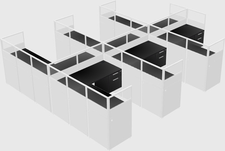 Shared l-shaped cubicle