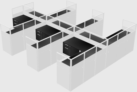 Shared l-shaped cubicle