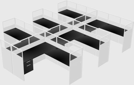 Shared l-shaped cubicle