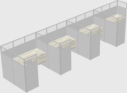 Shared l-shaped cubicle