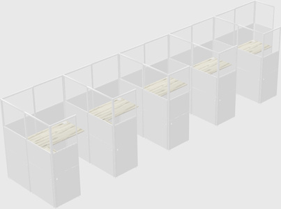 Shared l-shaped cubicle