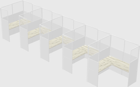 Shared l-shaped cubicle