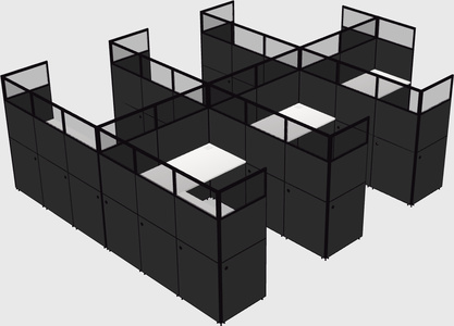 Shared l-shaped cubicle
