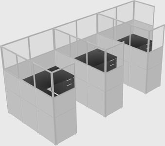 Shared l-shaped cubicle