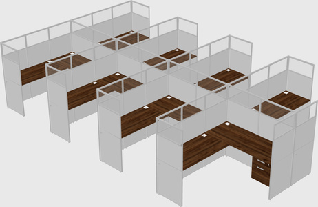Shared l-shaped cubicle