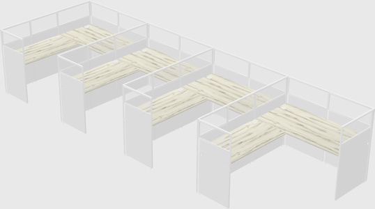 Shared l-shaped cubicle
