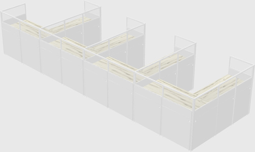 Shared l-shaped cubicle