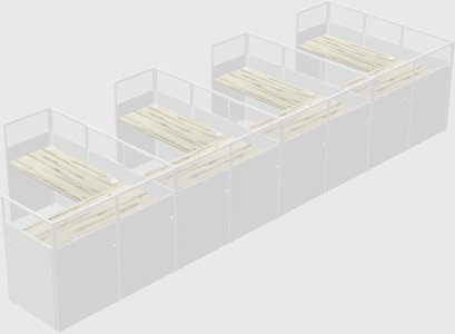 Shared l-shaped cubicle