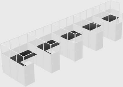 Shared l-shaped cubicle