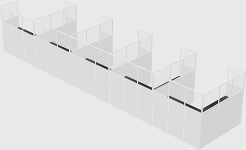 Shared l-shaped cubicle