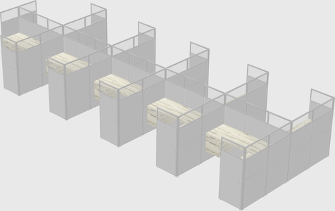 Shared l-shaped cubicle